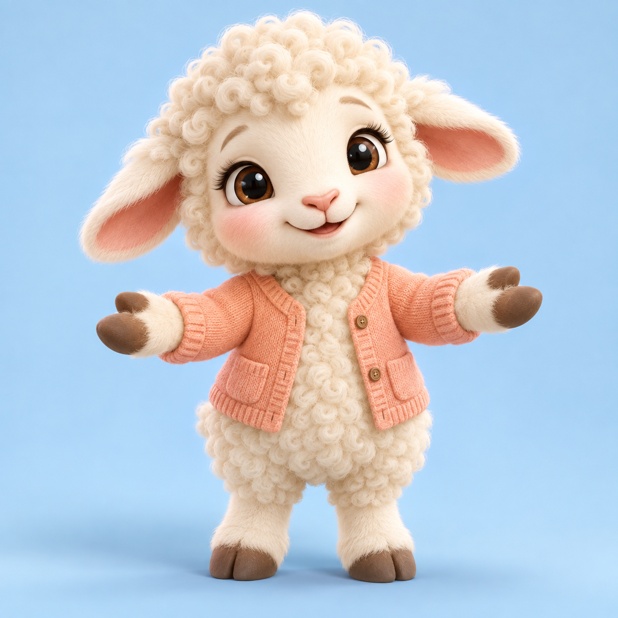 공감 요정 상담 쌤를 표현한 귀여운 3D 양 캐릭터